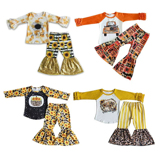 Baby Girls Fall Pumpkin Sunflower Bottom Pants Outfit On Sale Close on 2025.10.15