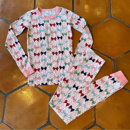 3 MOQ Baby Girls Colorful Bow Long Sleeve Pajama Set Pre-order