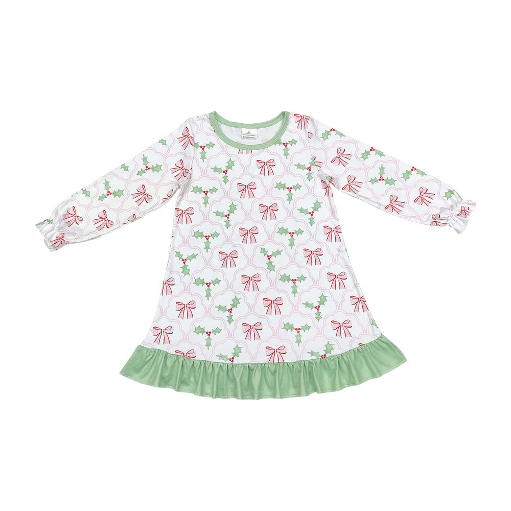 Baby Girls Christmas Holly Long Sleeve Dress