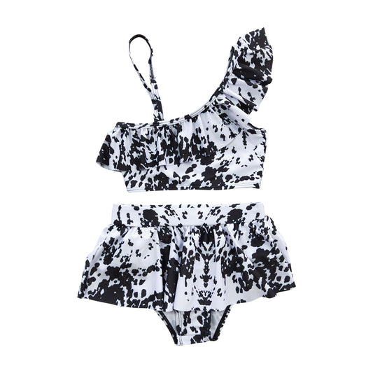 Summer Girls Cow Print Swimsuit Two Pieces