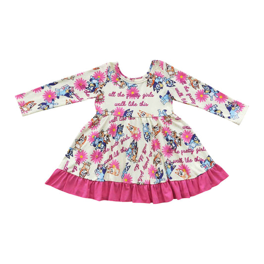 Girls Fall Dress Long Sleeve Cartoon Dog Dresses GLD0214