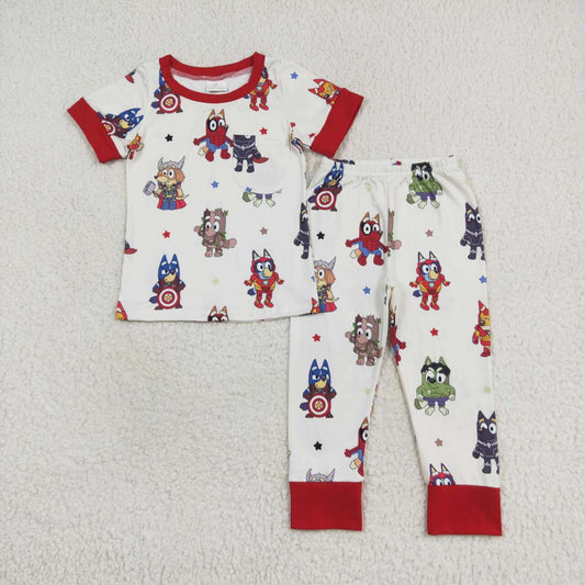 Baby Boys Cartoon Blue Dog Pajama Set