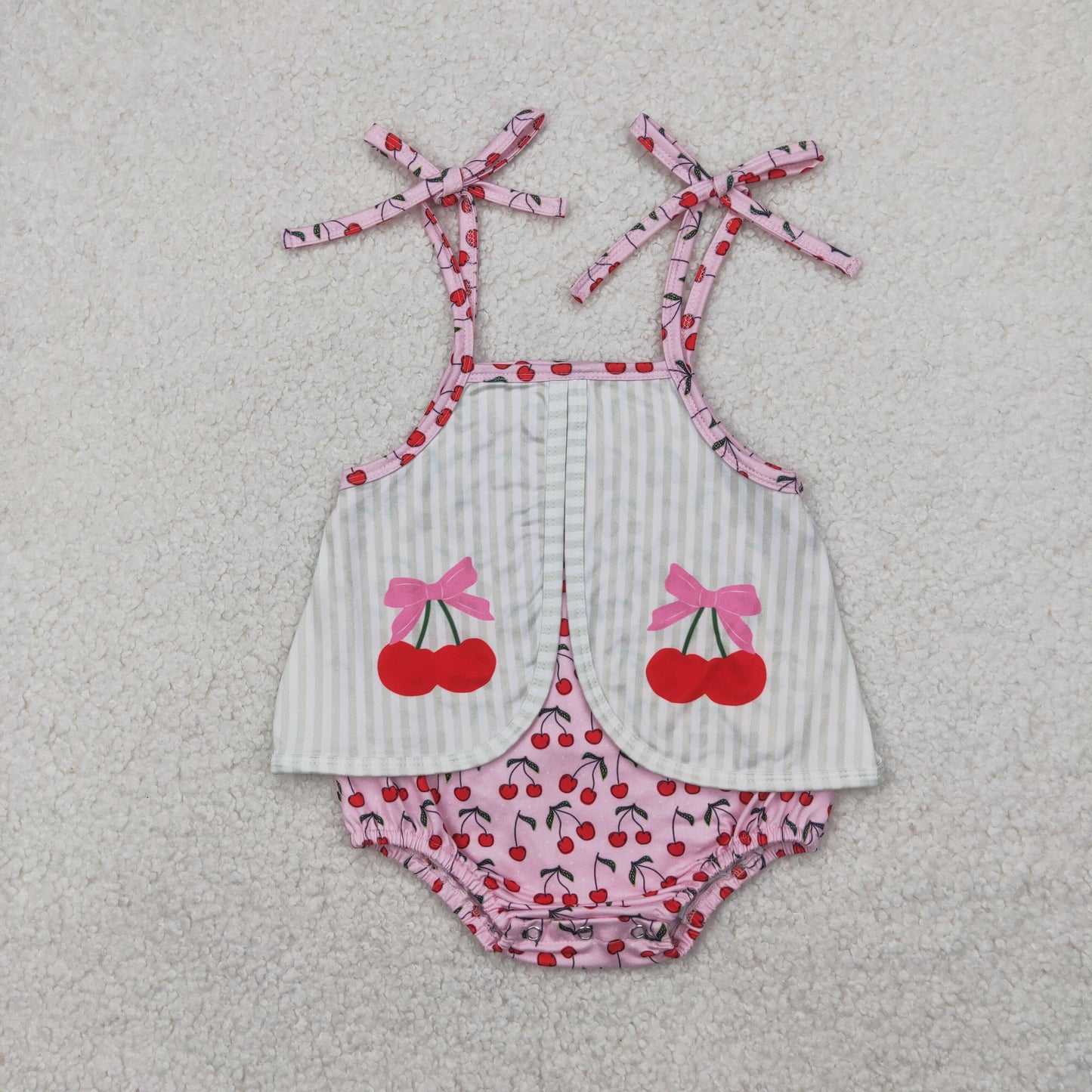 SR2279 Baby Girls Cherry Bubble Romper