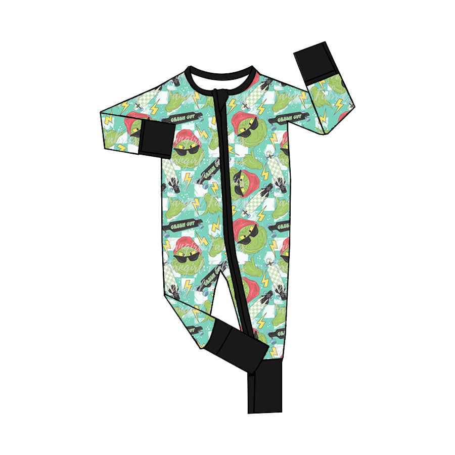 Baby Boys Cartoon  Green Long Sleeve Romper Pre-order 3 MOQ