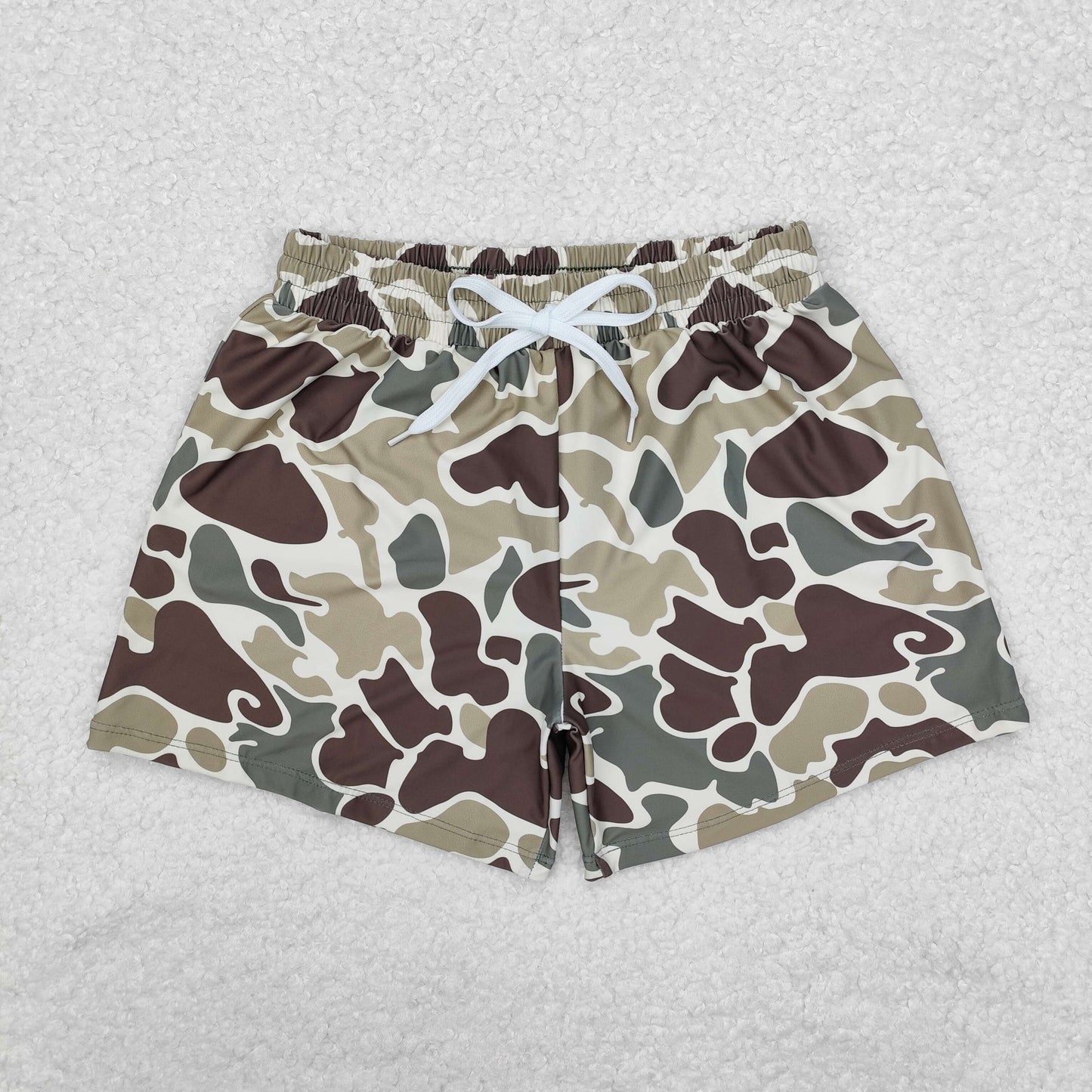 Sibling Adult Baby Kids Western Khaki Brown Camo Swimming Trunks Swimsuits