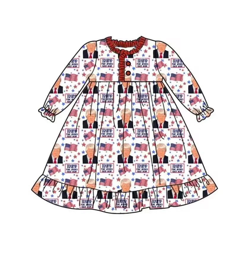 Baby Girls Trump Long Sleeve Dress Preorder  5 MOQ