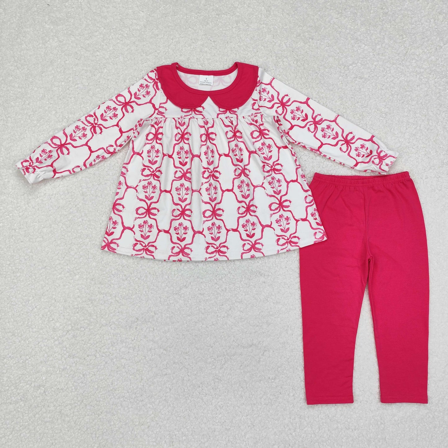 GLP1623  Baby Girls Pink Flower Top Leggings Outfit