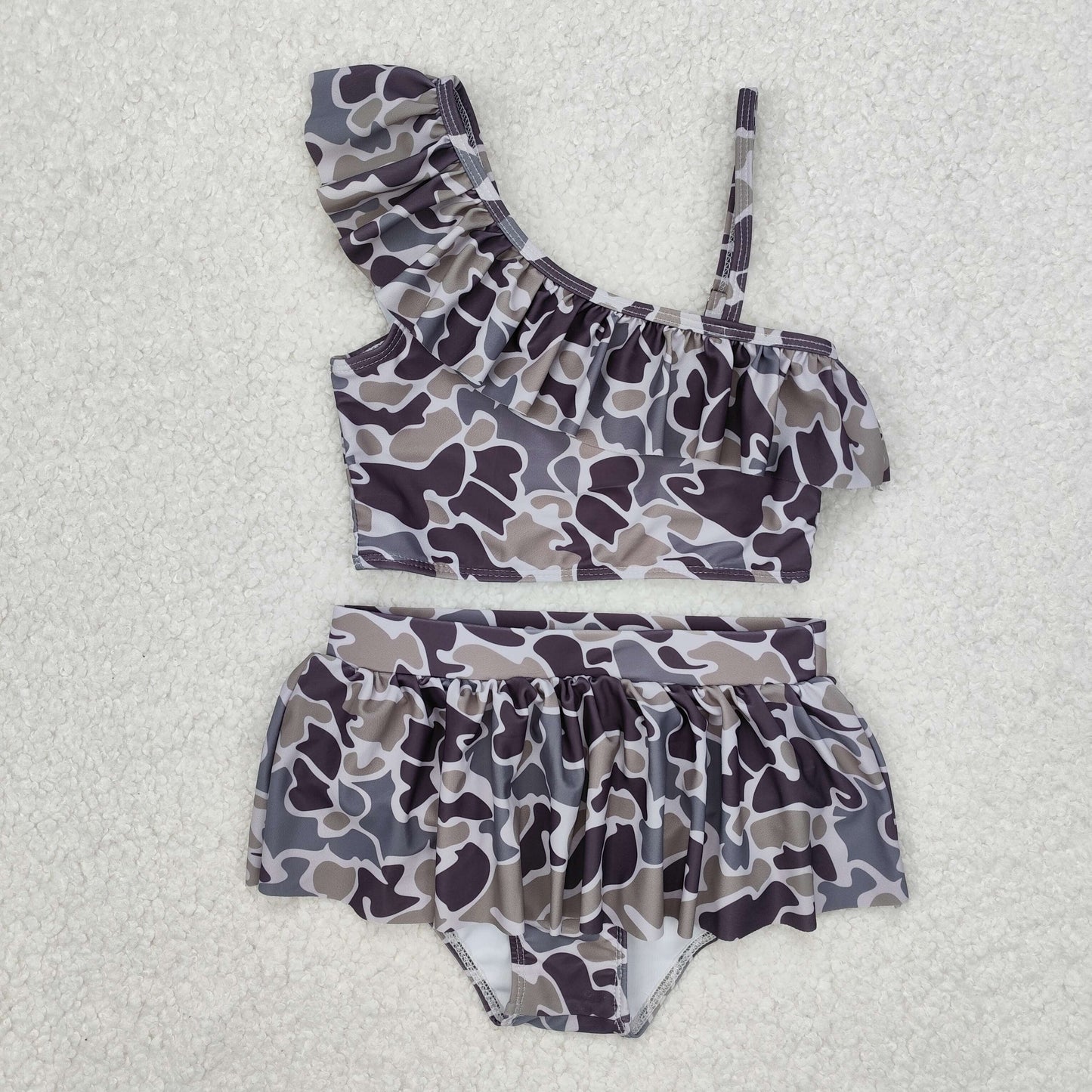 Baby Girls Purple Brown Camo 2 Piece Swimsuit