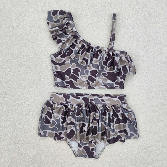 Baby Girls Purple Brown Camo 2 Piece Swimsuit