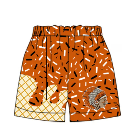 Preorder 5 MOQ Baby Boys Orange Drip Man Team Ice Cream Shorts