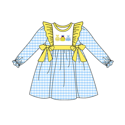 Toddler Girls   Princess  Blue Gingham Dress Pre-order 3 MOQ