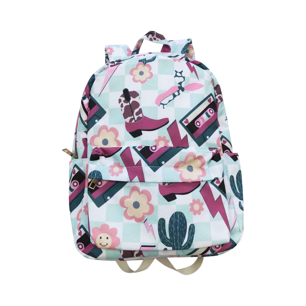 BA0082 Western Baby Girls Boot Print Backpack Bag