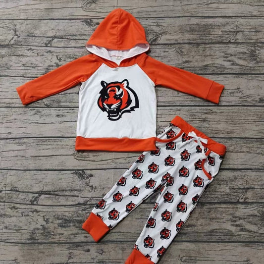 Baby Boys Sport Team Orange Tiger Hoodie Top Set 5 MOQ Preorder