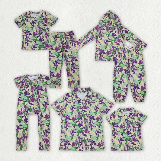 Daddy ane Me Mardigras Camo Pajamad Outfit Top For Family
