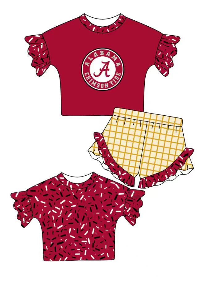 Preorder , 5 MOQ , Baby Girls Sport Team Alabama Shorts Outfit