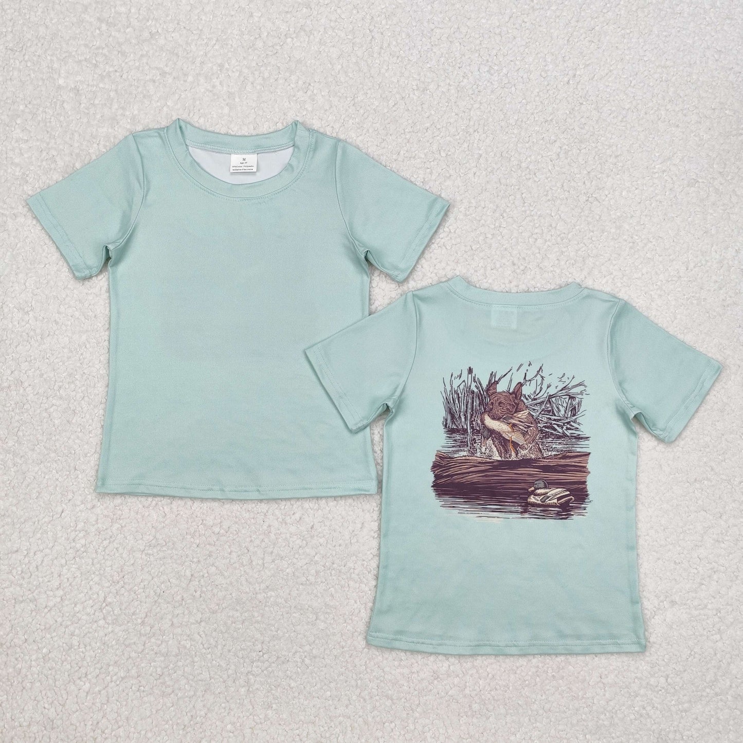 Baby Boys Aqua Short Sleeves Gog Duck Print Hunting T-shirt Top