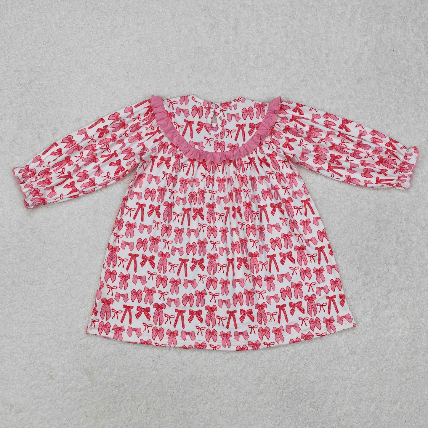 Sibling Baby Girls Pink Bows Embroidery MAMAS BESTIE Romper And Dress