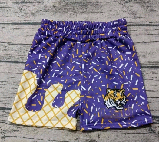 Split Preorder Spe 22 th Kids Sport Team LSU Tiger Purple Ice Cream Shorts No MOQ