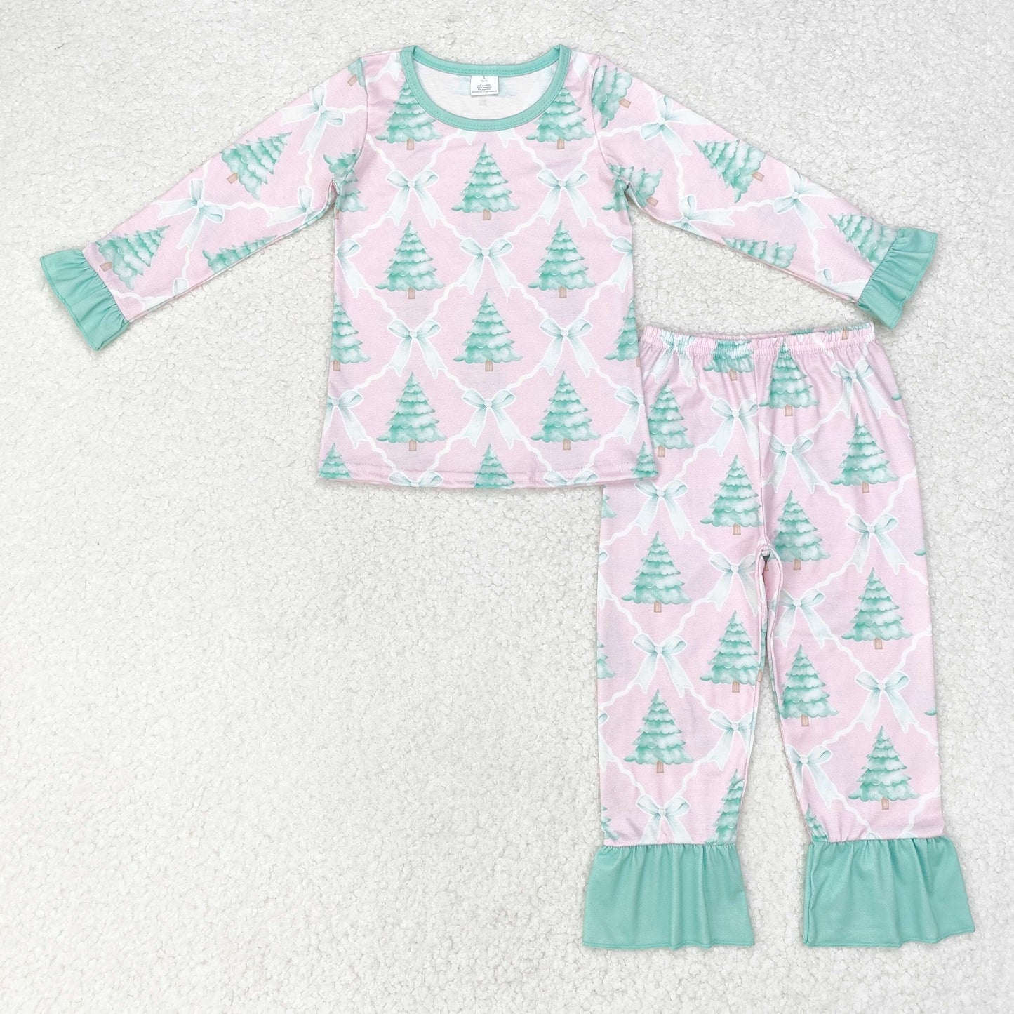 Baby Girls Christmas Tree Bow Pajama Set