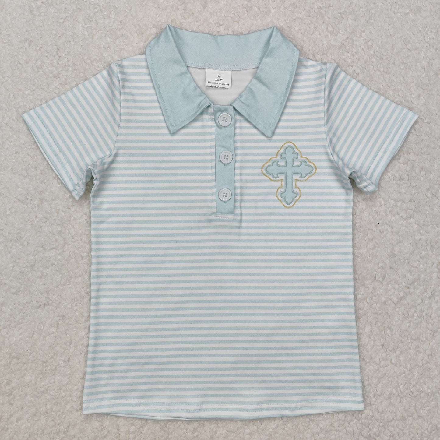 Bay Boys Easter Cross Striped Polo Top