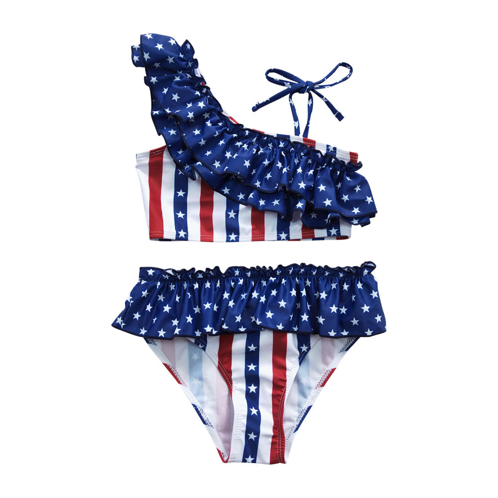 S0042 July 4th Swimsuit Two Piece Set