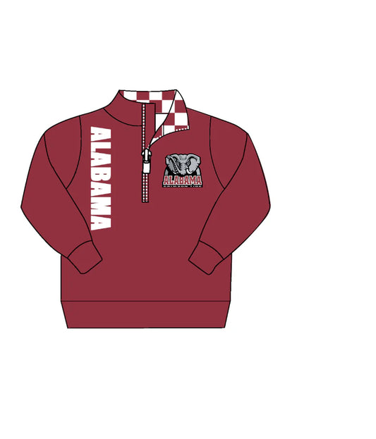Preorder , 5 MOQ Baby Boys Sport Team Alabama Zip Pullover Top