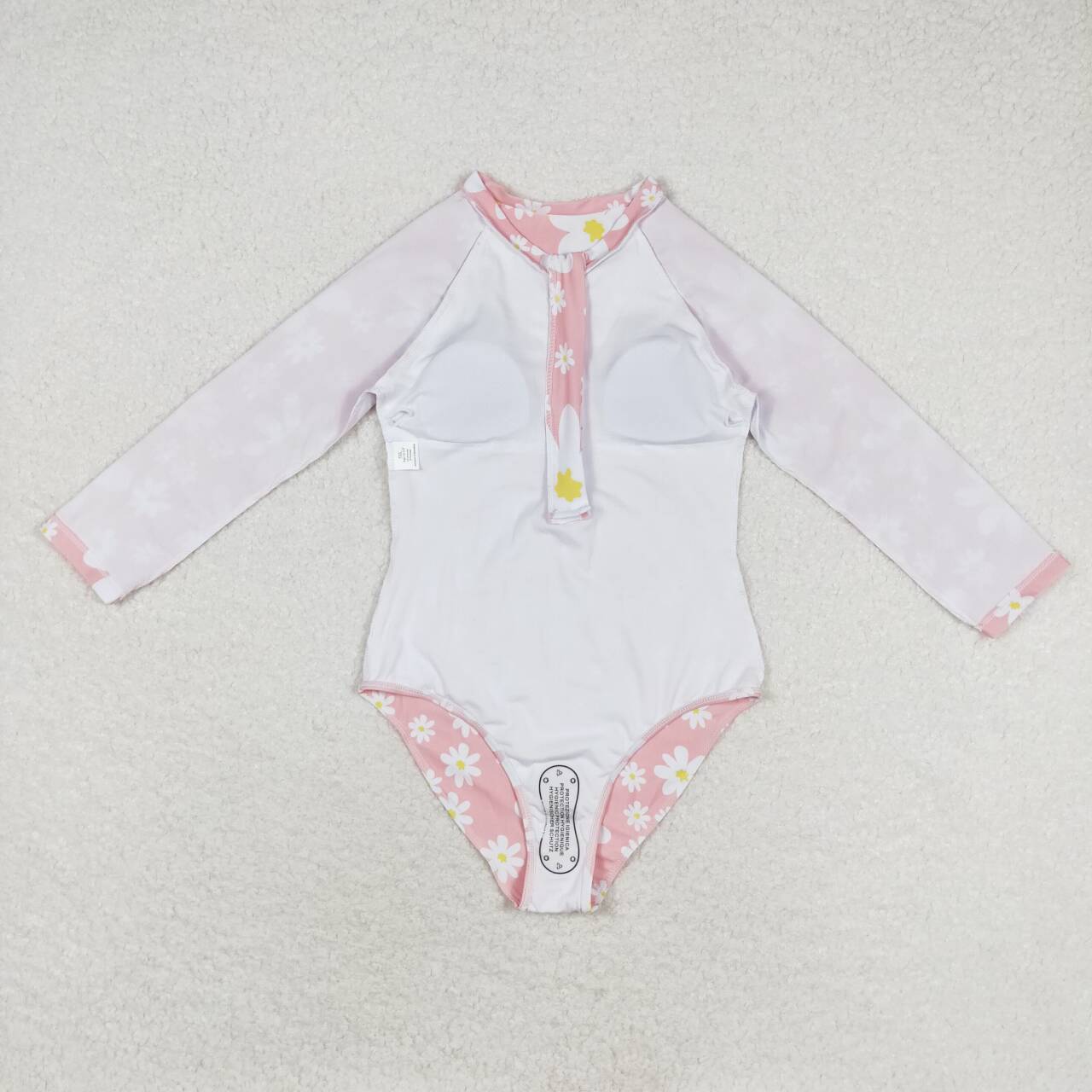 S0244 Kids Girls Daisy Flower Long Sleeve Swimsuit Swimwear