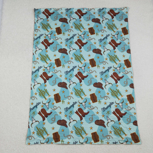 BL0175 Baby  Boys or Girls Western Cow Cactus Print Blanket