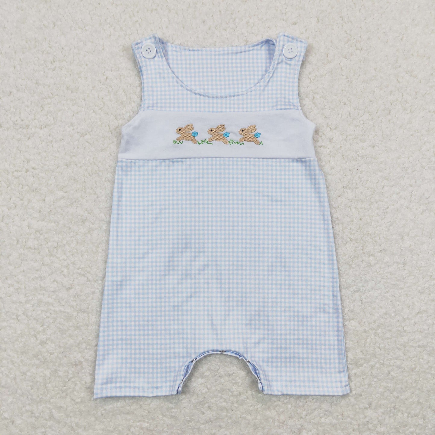 Sibling Baby Kids Embroidery Bunny Easter Dress And Rompers