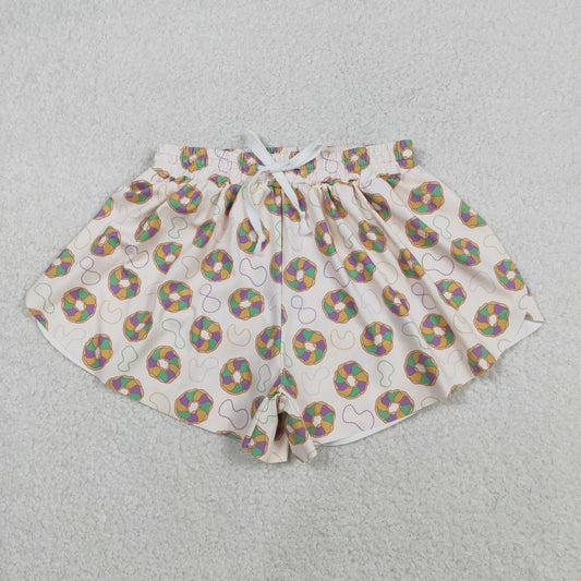 SS0680 Adult Women mardi Gars doughnut Active Shorts