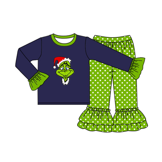 Baby Girls Christmas  Green Face Outfit Pre-order 3 MOQ