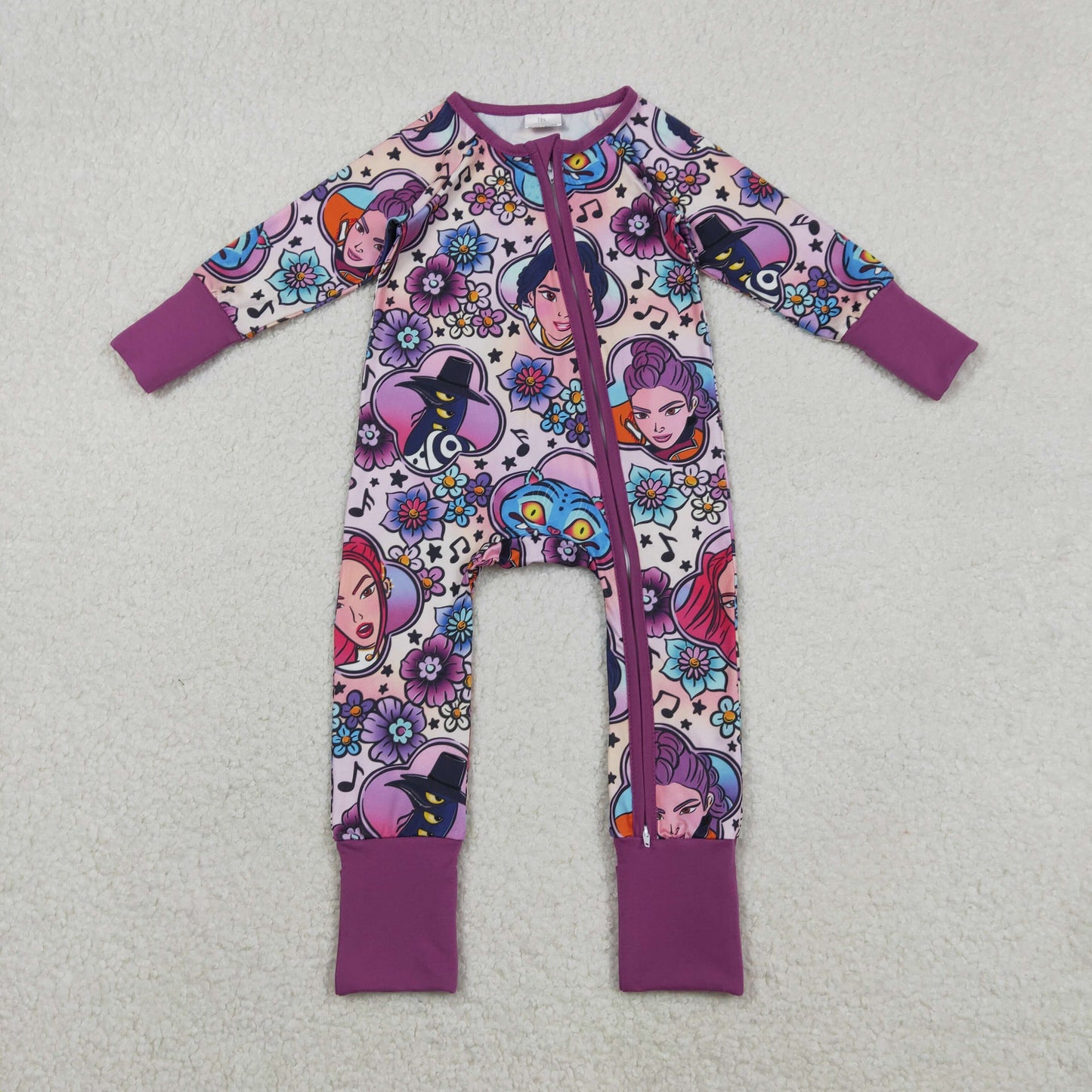 Mommy and Me Cartoon Character Pajamas Dress and Romper