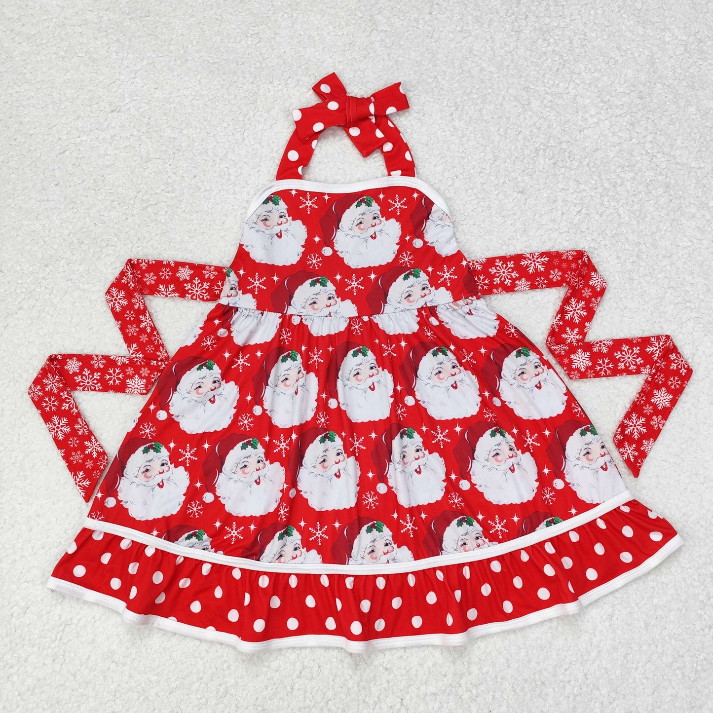 GSD1345 Baby Girls Christmas Santa Red Polka Dot Dress