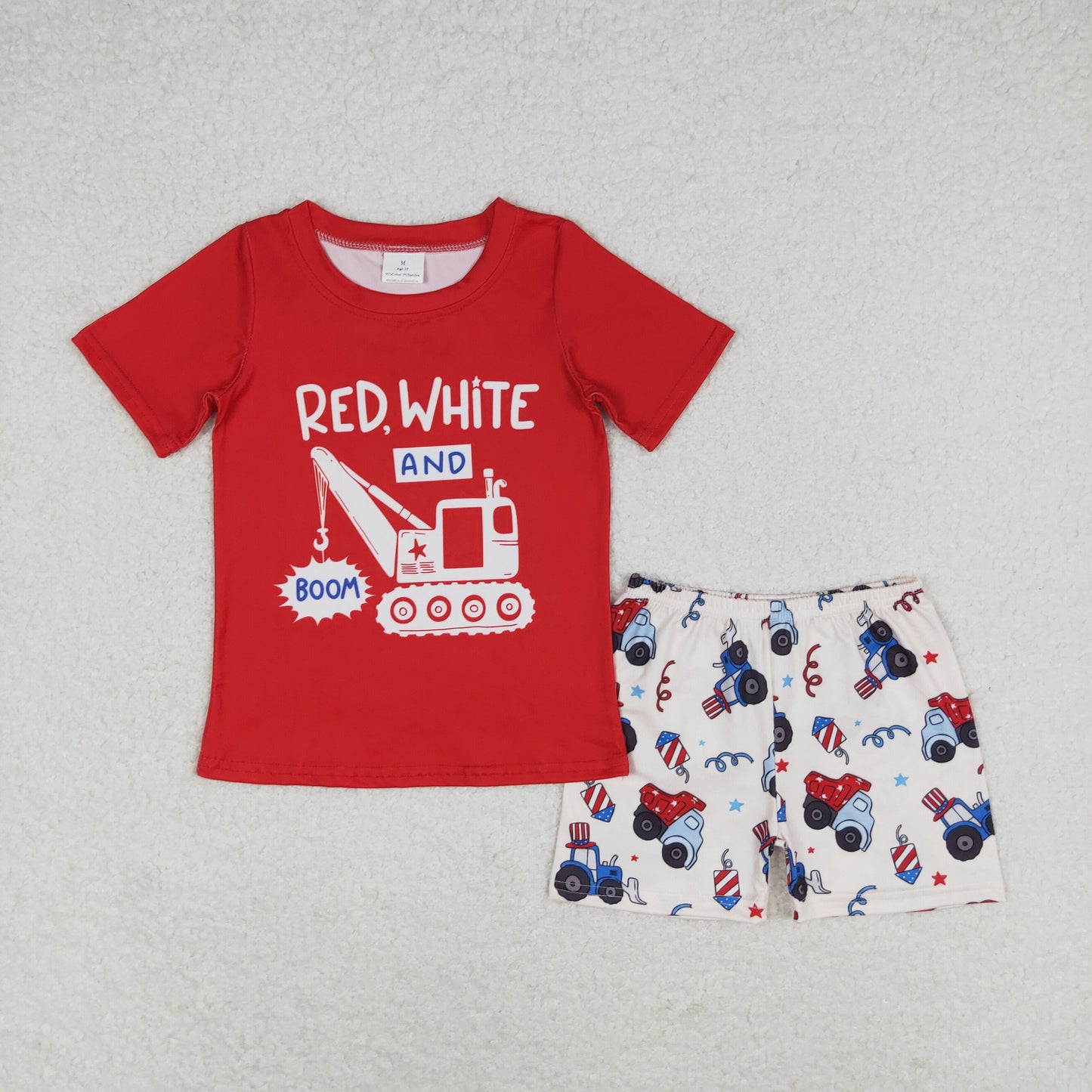 Baby Boys Red White and Boom July 4th Shorts Set