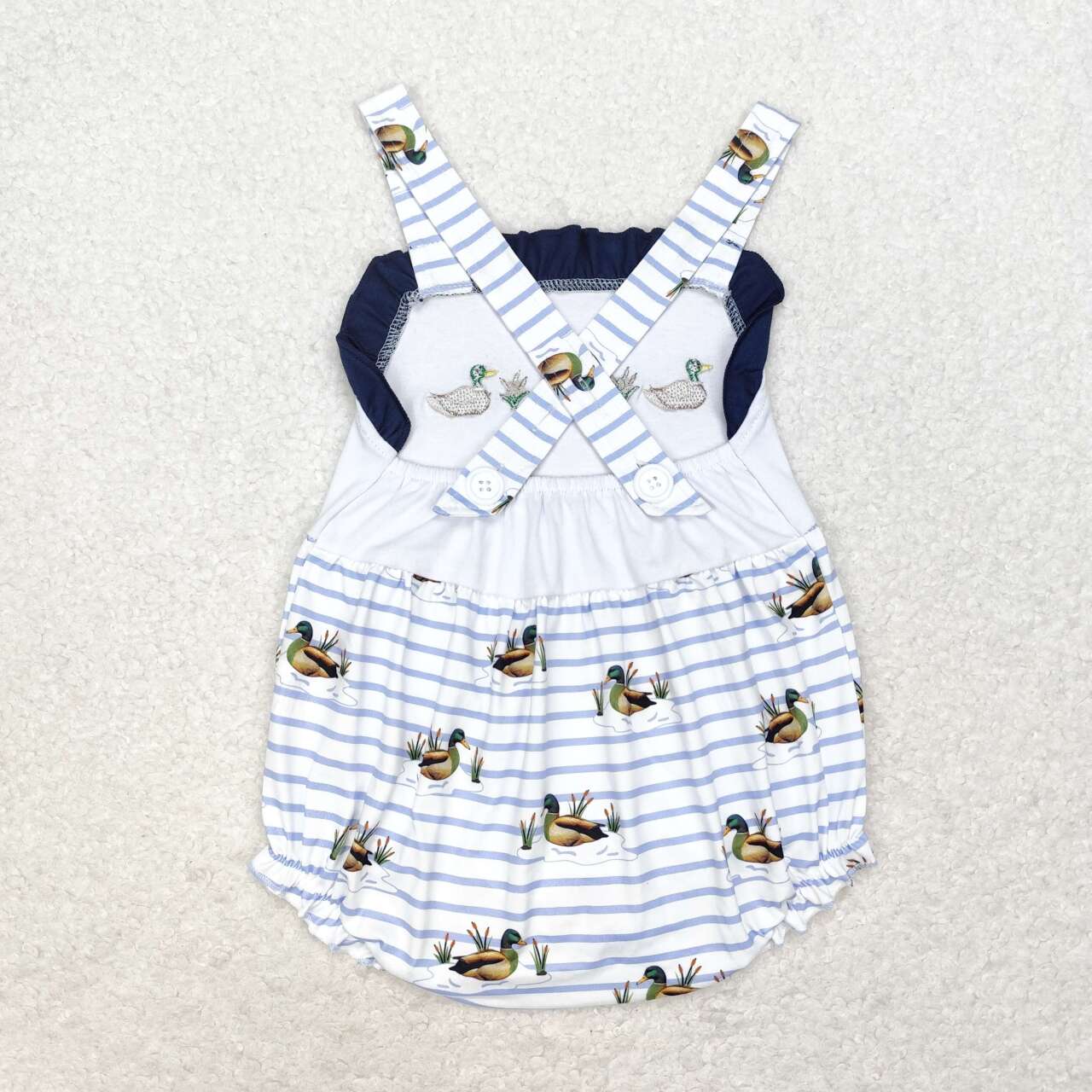 Baby Girls Ruffle Ducks Straps Rompers