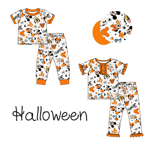 BSPO0390 Baby Sibling Halloween Cartoon Mouse Duck Pajama Set