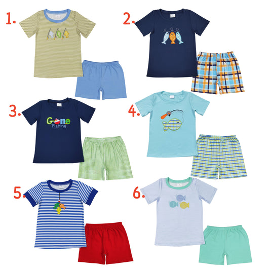 Sibling Baby Boys Summer Fishing Shorts Set