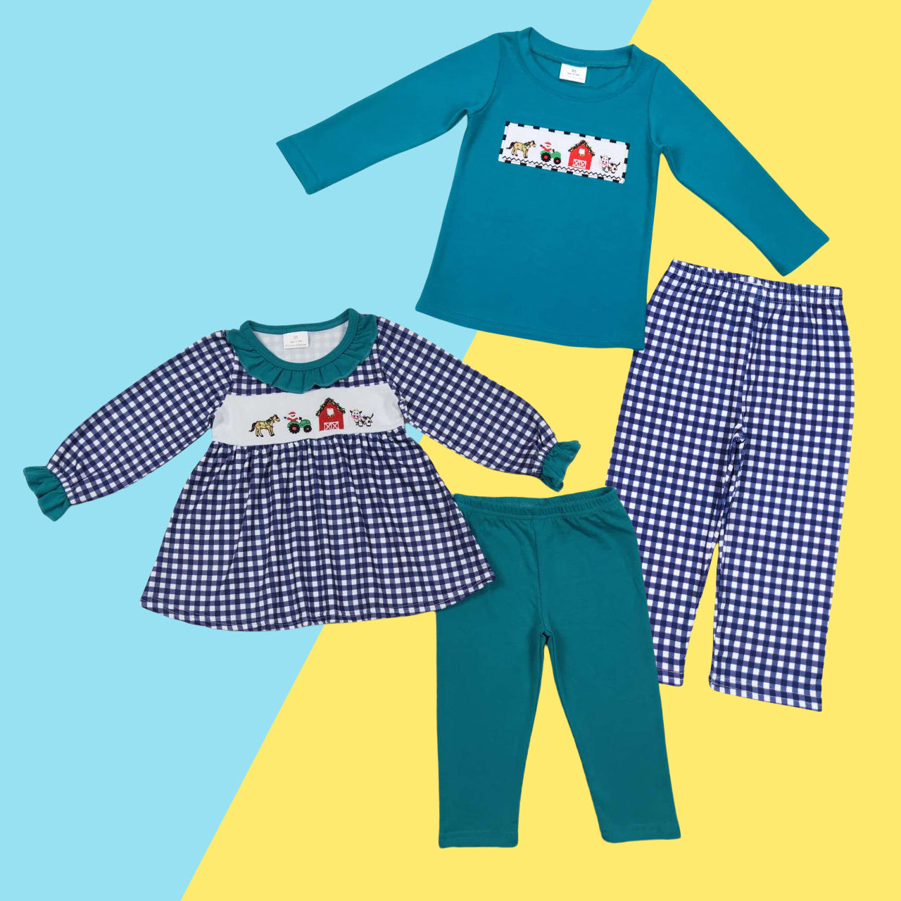 BLP0398 Sibling Farm Friends Christmas Pants Outfit