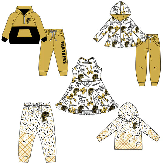 Preorder 5 MOQ Kids Sport Football Team Panthers Bow Matching Clothing