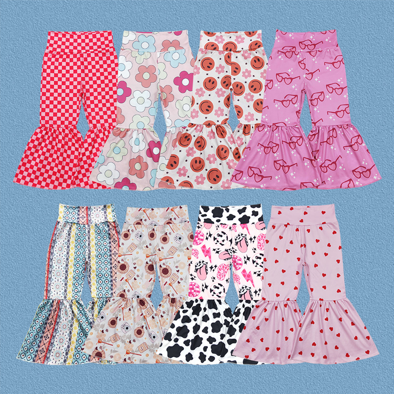 Sibling Baby Girls Wide waistband Bell Bottom Milk Silk Pants Bottoms