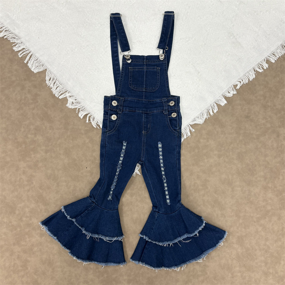 Toddler Girls Pink Bow Sweater Top With Denim Pants Outfit