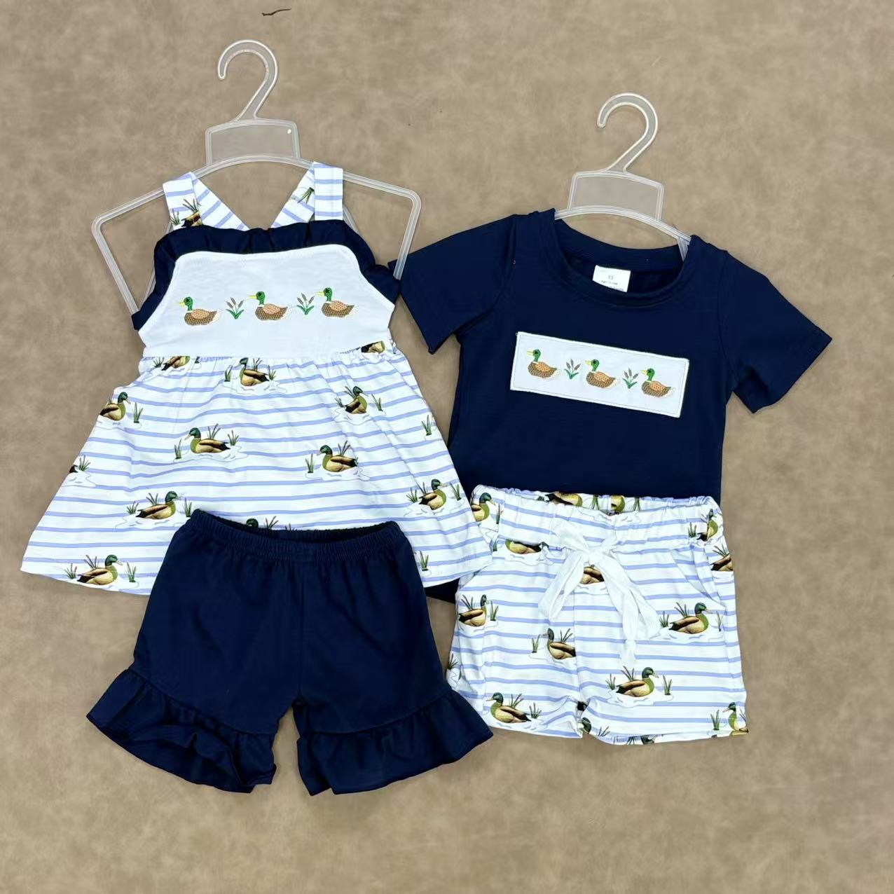 Sibling Baby Mallard Duck Summer Shorts Set For Girls and Boys