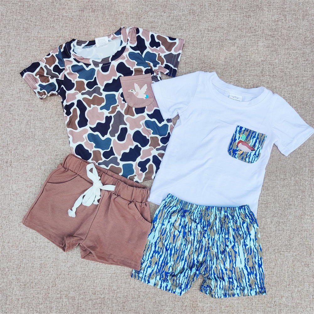 Sibling Baby Boys Summer Hunting Mallard Duck Camo Shorts Set