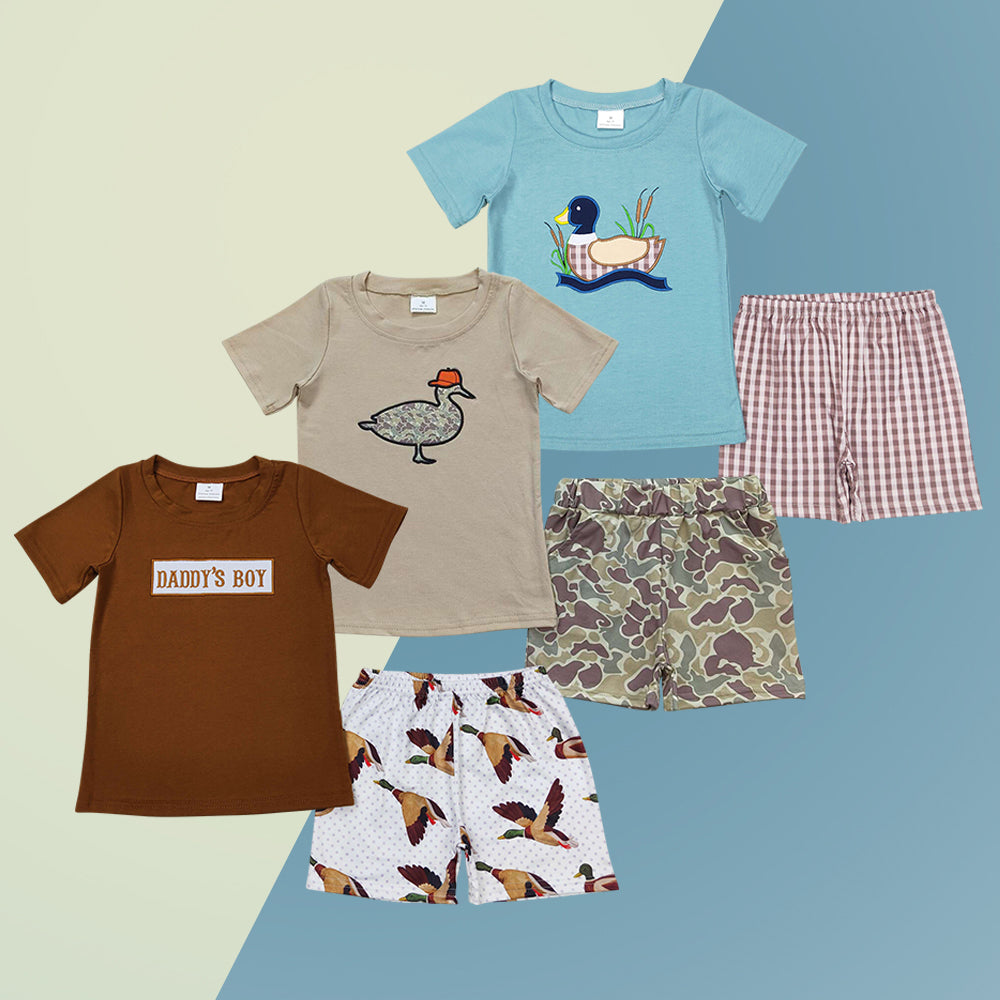 Sibling Baby Boys Embroidery Ducks Top With Shorts Clothes Sets