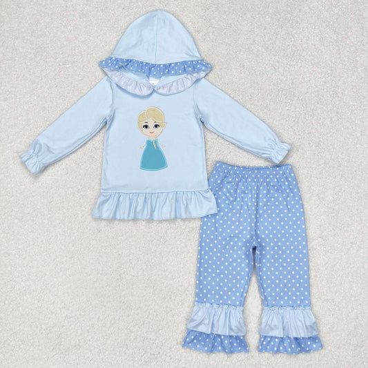 Baby Girls Princess Blue Hoodie Top Pants Set