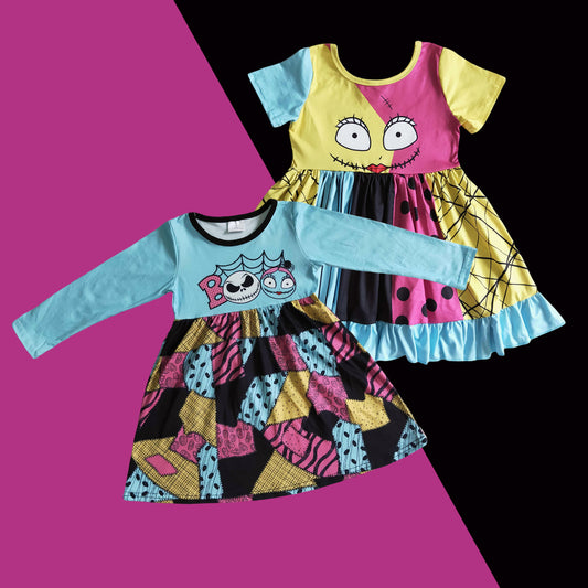 Sibling Girls Halloween Carton Dress