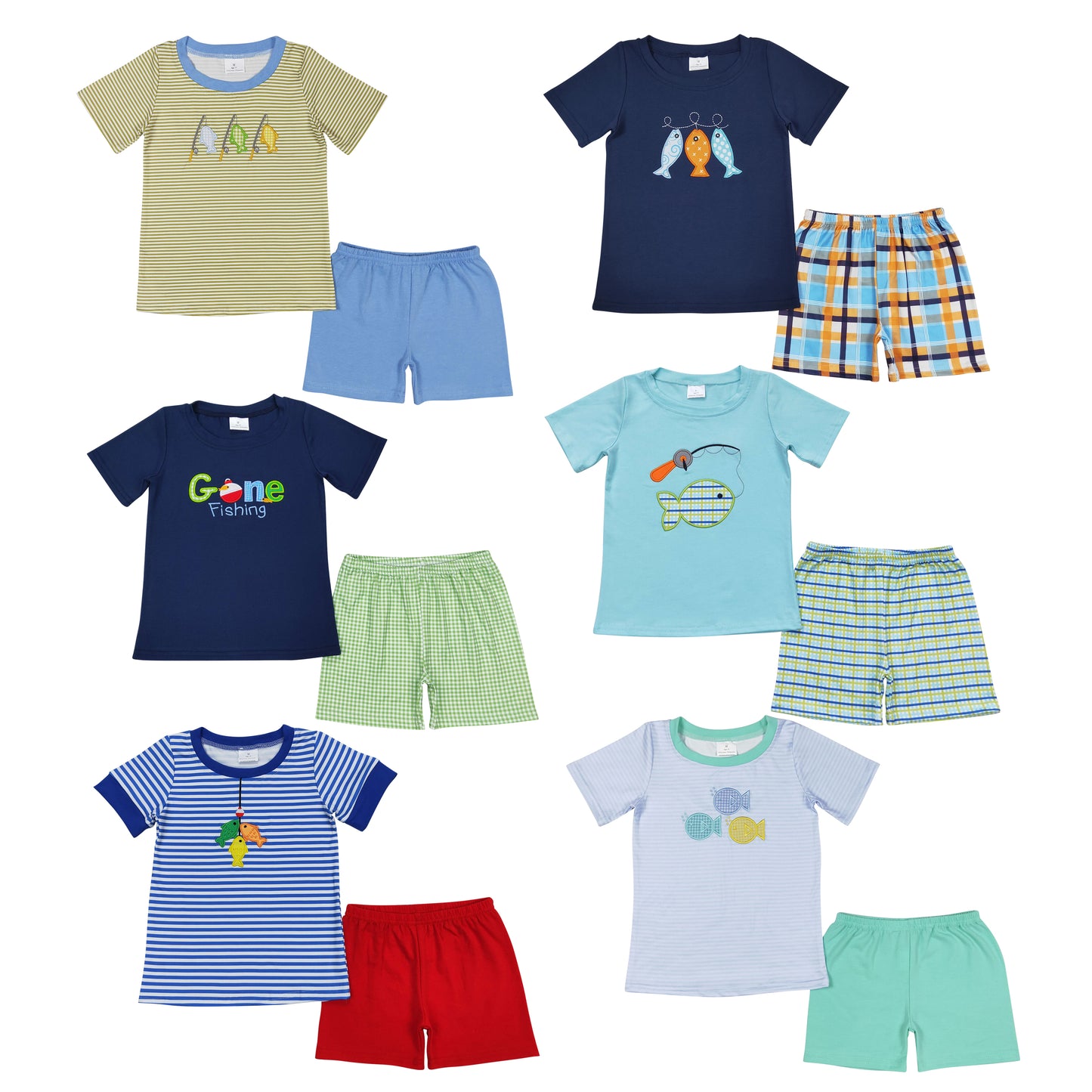 Sibling Baby Boys Summer Fishing Shorts Set