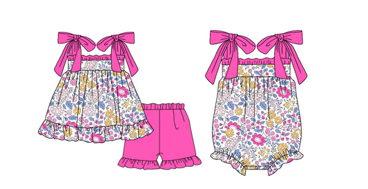 Sibling Baby Sister Summer Floral Outfit and Romper Preorder