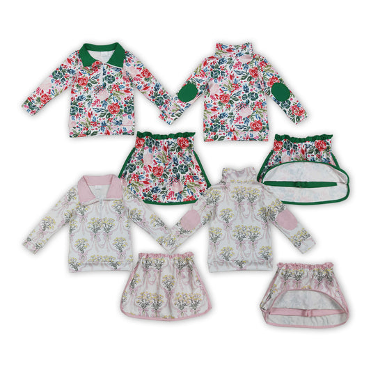 Sibling Kids Girls Floral Pullover Top With Short Outfit