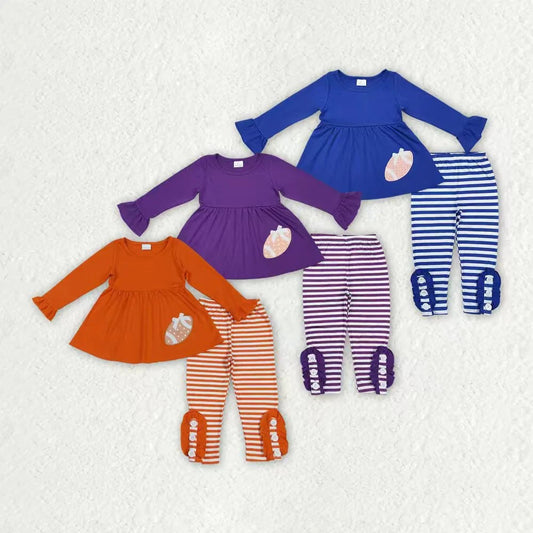 Sibling Baby Girls Football Team Tunic Stripes Legging Clothes Sets